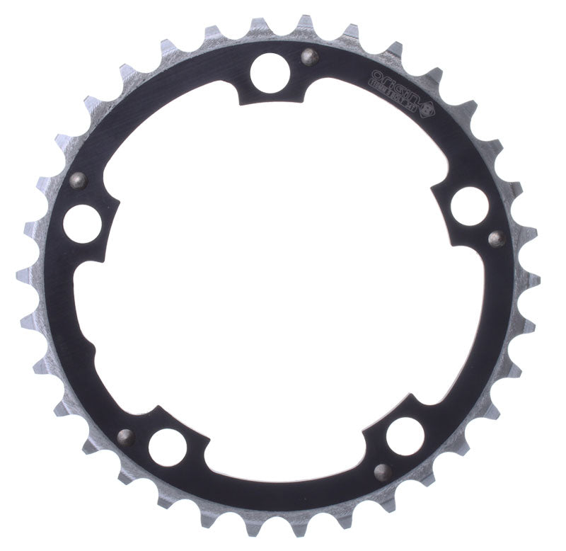 Origin8 Alloy Ramped Chainring, 34t, 110 BCD 5-Bolt, 8/9/10-Speed, Black/Silver