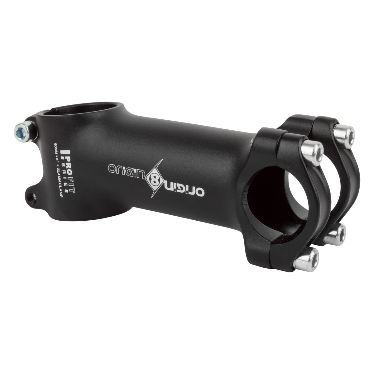 Origin8 Pro Fit Ergo Alloy Stem, 90mm, 25.4mm Clamp, +/-8 deg, 1-1/8", Black