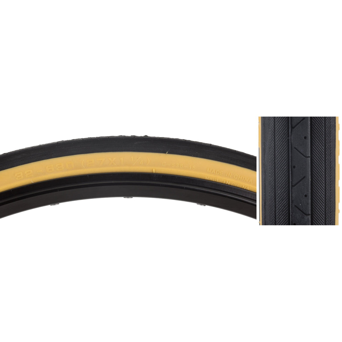 Sunlite Road Raised Center CST638 Tire, 27x1-1/4, Black/Gum (square)