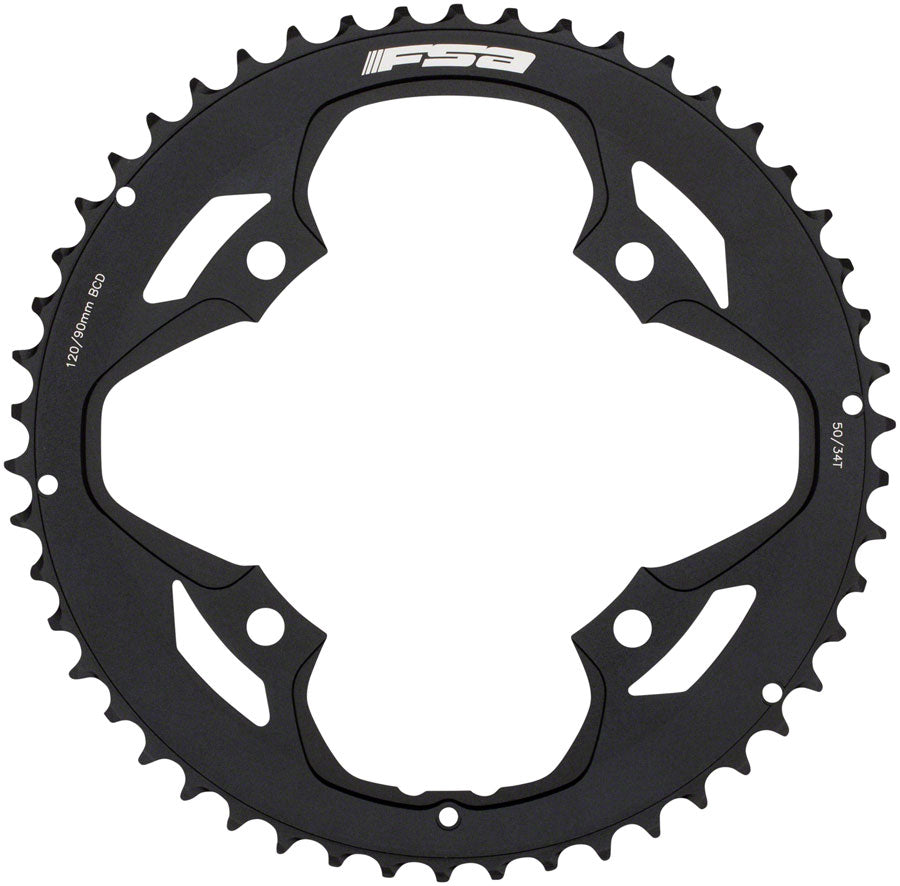 FSA Omega/Vero Pro Road Double Chainring, 50t, 120 BCD, N-11, Black
