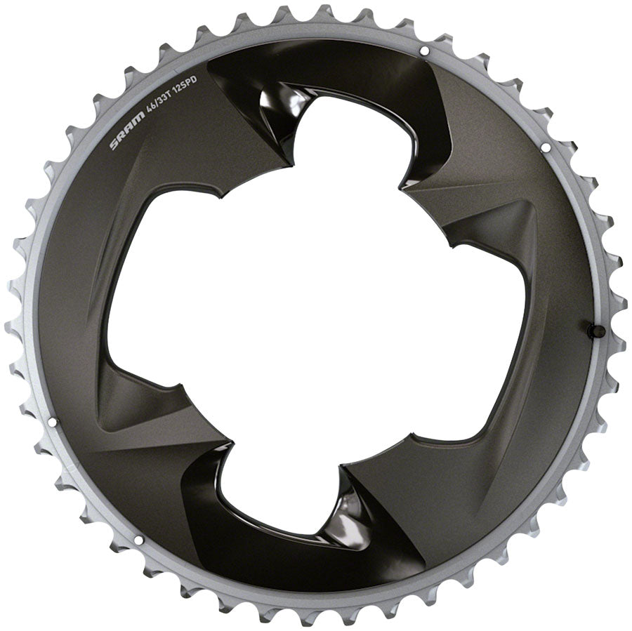 Sram Force 2x12 Speed Outer Chainring 46t, 107 Bcd, 4 Bolt, Polar Grey, For Use With 33t Inner