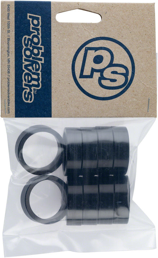 Problem Solvers Headset Stack Spacer 28.6, 10mm, Aluminum, Black, Bag Of 10