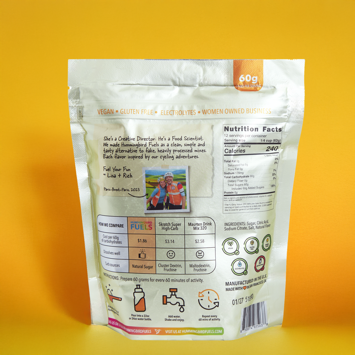 Hummingbird Fuels High Carb Drink Mix - Girona Orange