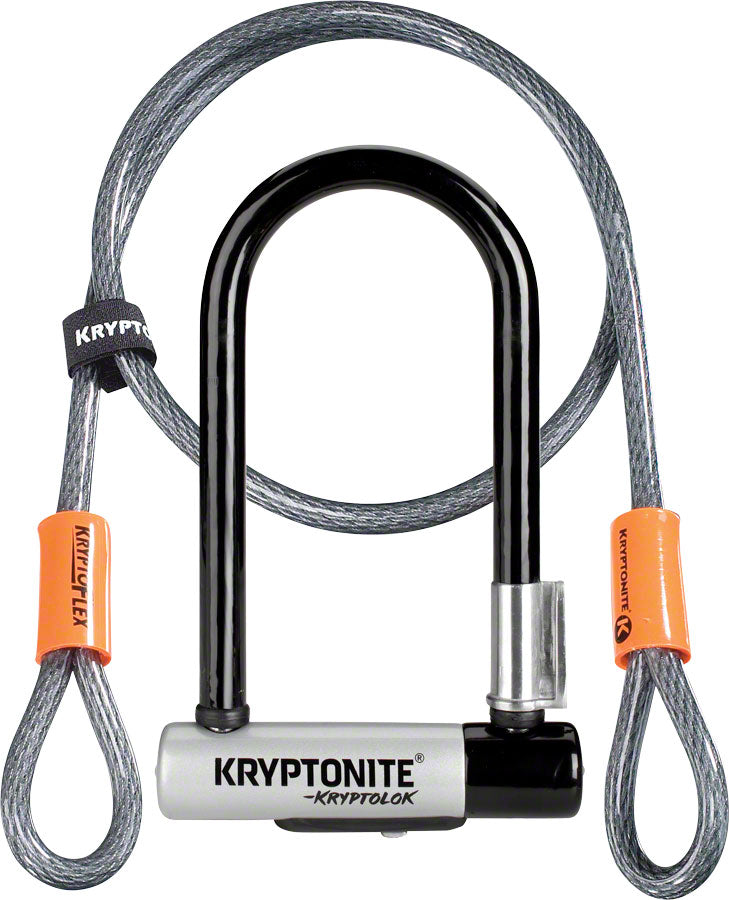 Kryptonite, Krypto Lok Mini 7 W/Cable (Dd), U Lock, Key, 83x178mm (With 122cm Cable), 3.25''X7'' + 4', Thickness In Mm: 13mm, Grey