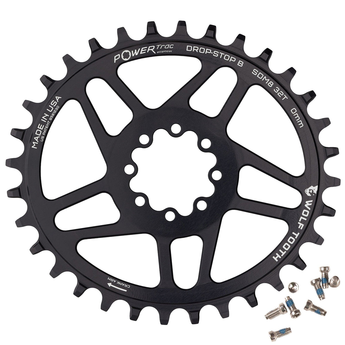 Wolf Tooth Elliptical Direct Mount Chainring 34t SRAM 8-Bolt 3mm Offset Drop-Stop B