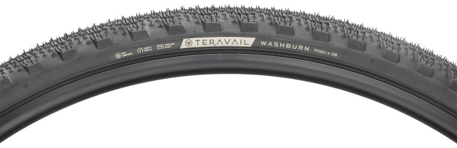Teravail Washburn Tire 700 X 38, Tubeless, Folding, Black, Durable