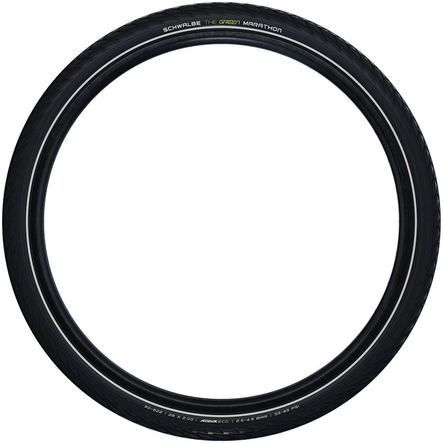 Schwalbe Green Marathon Tire 27 X 1 1/4, Clincher, Wire, Black/Reflective, Performance Line, Green Guard, Twin Skin, Addix