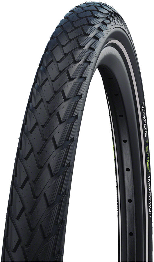 Schwalbe Green Marathon Tire 27 X 1 1/4, Clincher, Wire, Black/Reflective, Performance Line, Green Guard, Twin Skin, Addix