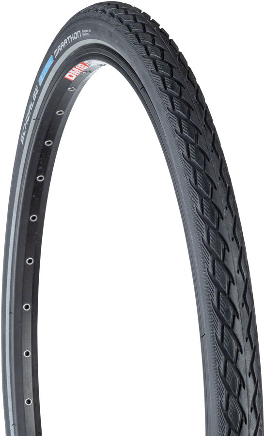 Schwalbe Marathon Tire, 700x35 Wire Bead Black With Reflective Sidewall And Green Guard Protection
