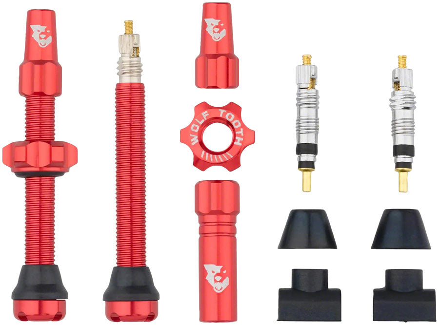 Wolf Tooth Components Tubeless Valve Stem Kit, 44mm, Red