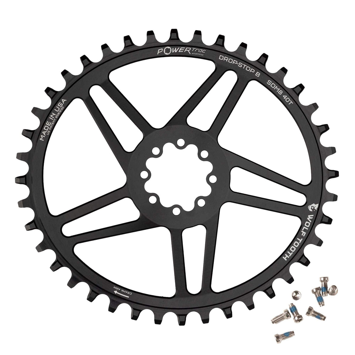 Wolf Tooth Elliptical Direct Mount Chainring 38t SRAM 8-Bolt Drop-Stop B