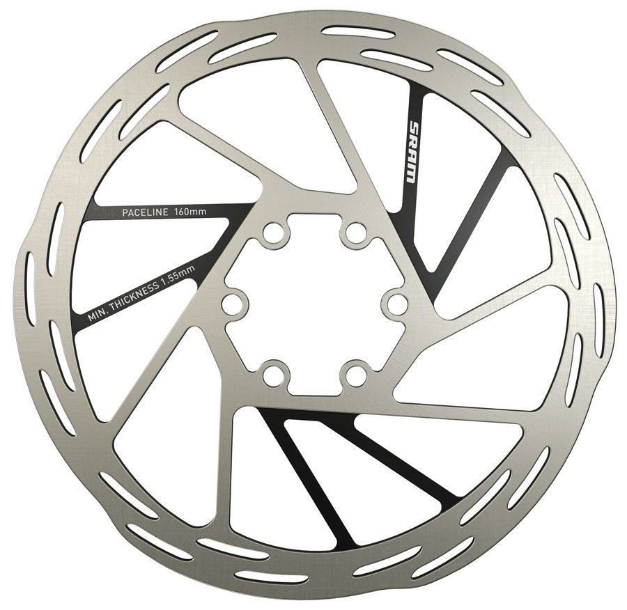 SRAM Paceline Rounded Disc Brake Rotor - 160mm, 6-Bolt, Silver/Black
