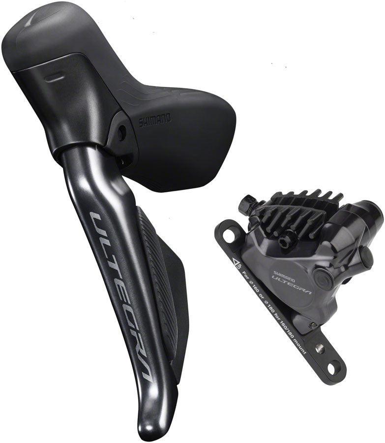 Shimano Ultegra ST-R8170F Di2 Shift/Brake Lever with BR-R8170 Hydraulic Disc Brake Caliper - Left/Front, 2x, Flat Mount, Black