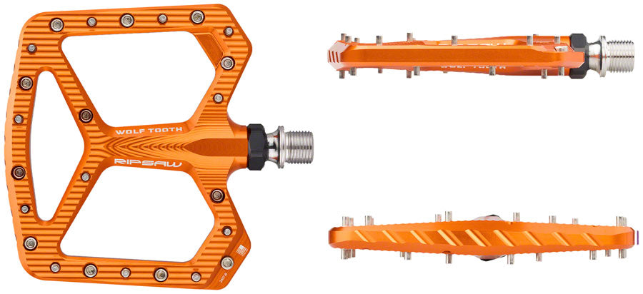 Wolf Tooth Ripsaw Aluminum Pedals - Platform Aluminum 9/16 Black Orange