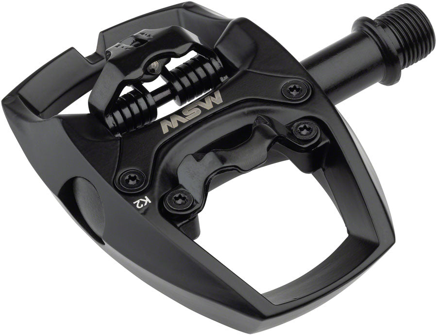 MSW Flip I Pedals - Single Side Clipless with Platform Aluminum 9/16 Intense Black
