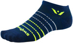 Swiftwick Aspire Zero Socks No Show Navy Stripe/Neon Medium