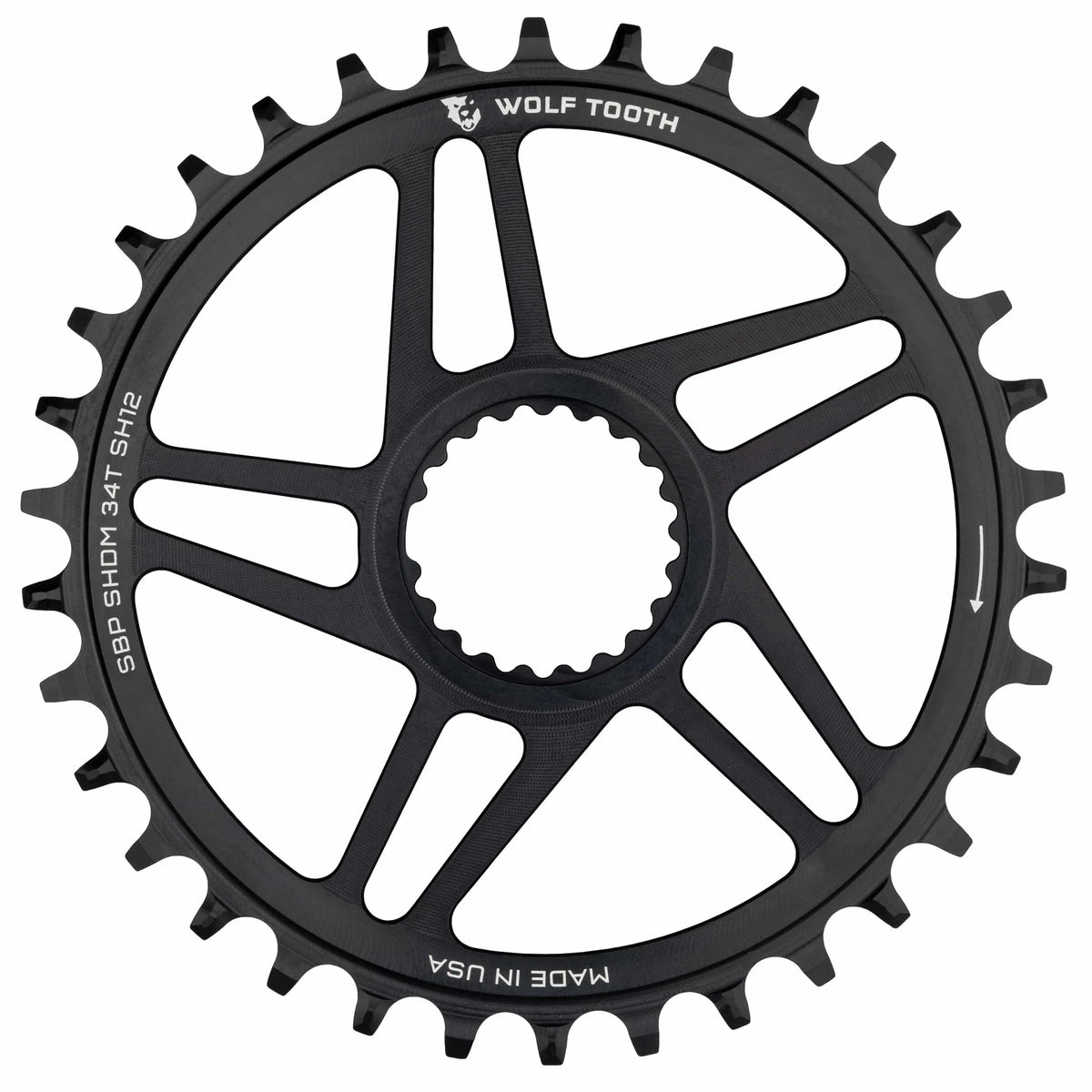 Wolf Tooth PowerTrac Elliptical Shimano Direct Mount Chainring, Black