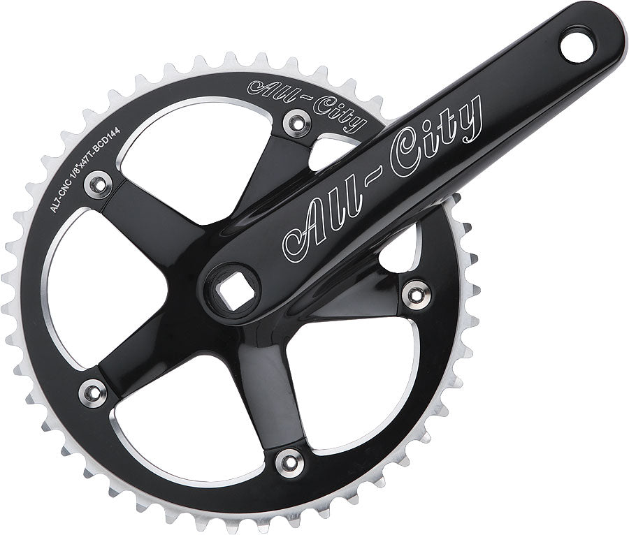 All-City 612 Track Crankset, 165mm, 144 BCD, 46t, 1/8in, Black