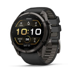Garmin fenix 9 Pro Smartwatch - 51mm, AMOLED, Carbon Gray DLC Titanium with Black/Pebble Gray Silicone Band