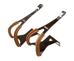MKS Deep Steel Toe Clips with Leather, LL, Brown, Pair