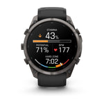 Garmin fenix 9 Pro Smartwatch - 51mm, AMOLED, Carbon Gray DLC Titanium with Black/Pebble Gray Silicone Band