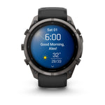 Garmin fenix 9 Pro Smartwatch - 51mm, AMOLED, Carbon Gray DLC Titanium with Black/Pebble Gray Silicone Band