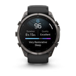 Garmin fenix 9 Pro Smartwatch - 51mm, AMOLED, Carbon Gray DLC Titanium with Black/Pebble Gray Silicone Band