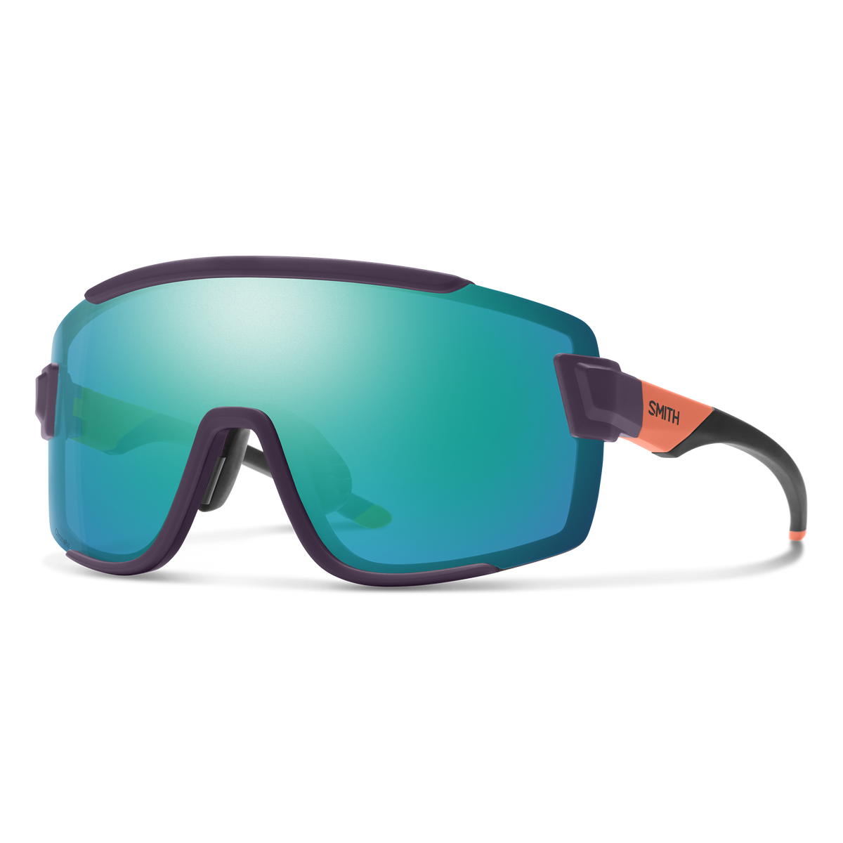 Smith Wildcat Sunglasses, Matte Purple/Cinder/Hi Viz, ChromaPop Opal Mirror
